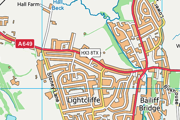 HX3 8TX map - OS VectorMap District (Ordnance Survey)