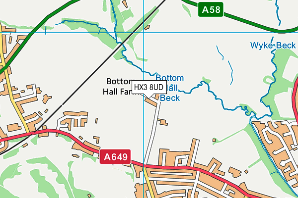 HX3 8UD map - OS VectorMap District (Ordnance Survey)