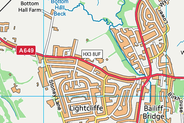 HX3 8UF map - OS VectorMap District (Ordnance Survey)