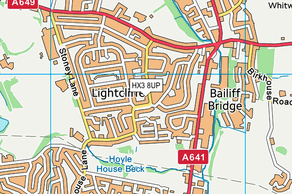 HX3 8UP map - OS VectorMap District (Ordnance Survey)