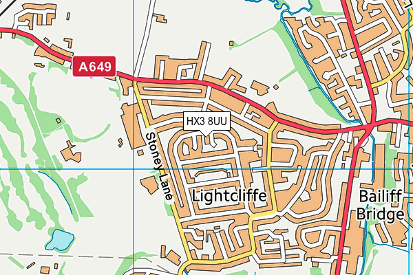 HX3 8UU map - OS VectorMap District (Ordnance Survey)