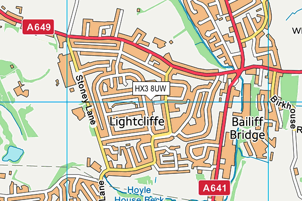 HX3 8UW map - OS VectorMap District (Ordnance Survey)