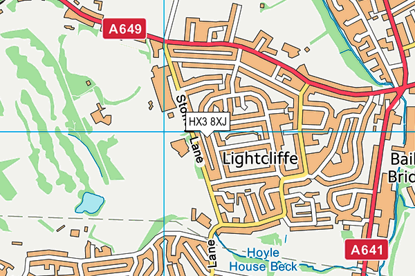 HX3 8XJ map - OS VectorMap District (Ordnance Survey)