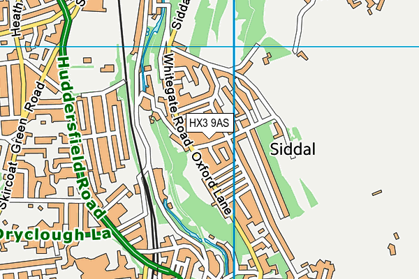 HX3 9AS map - OS VectorMap District (Ordnance Survey)