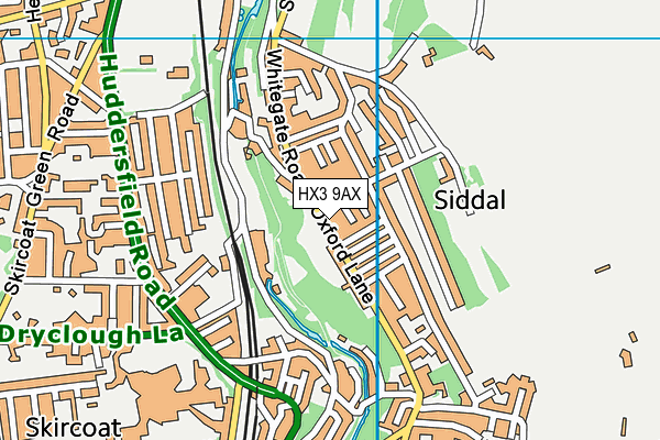 HX3 9AX map - OS VectorMap District (Ordnance Survey)