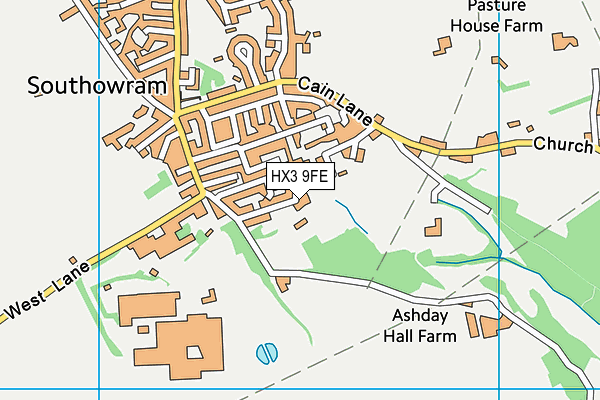 HX3 9FE map - OS VectorMap District (Ordnance Survey)