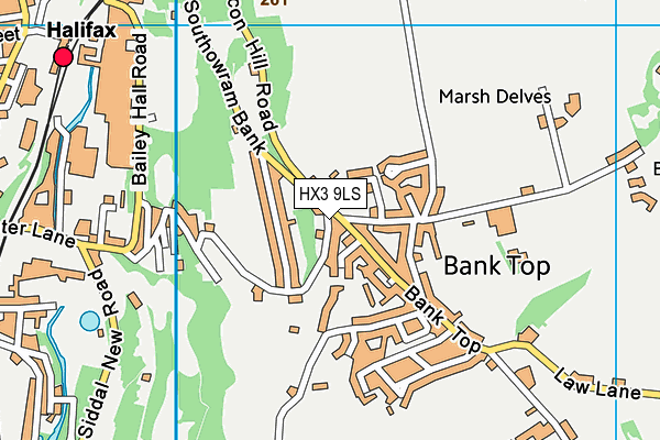 HX3 9LS map - OS VectorMap District (Ordnance Survey)