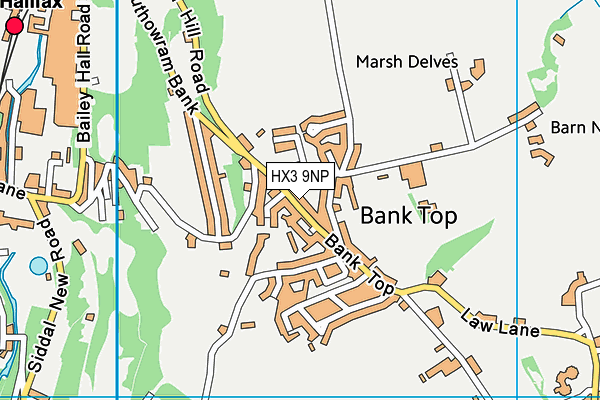 HX3 9NP map - OS VectorMap District (Ordnance Survey)