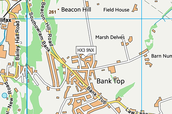 HX3 9NX map - OS VectorMap District (Ordnance Survey)