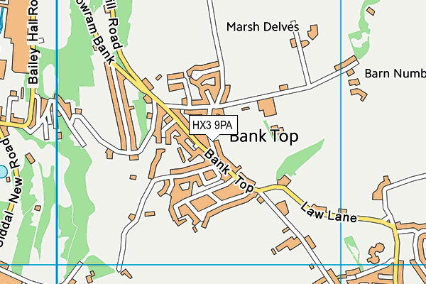 HX3 9PA map - OS VectorMap District (Ordnance Survey)