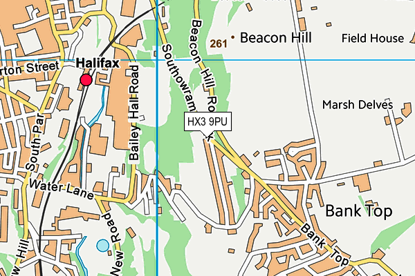 HX3 9PU map - OS VectorMap District (Ordnance Survey)