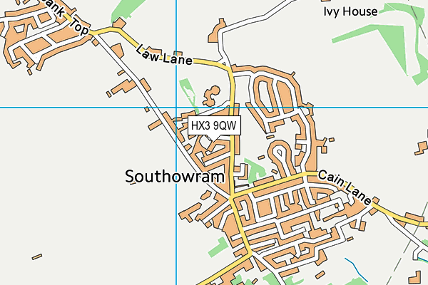 HX3 9QW map - OS VectorMap District (Ordnance Survey)