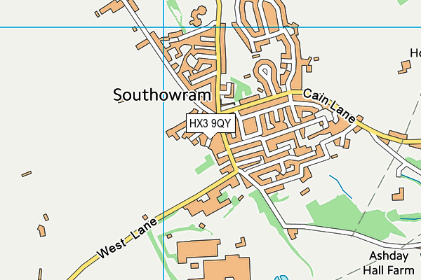 HX3 9QY map - OS VectorMap District (Ordnance Survey)