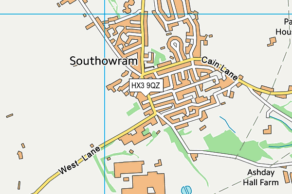 HX3 9QZ map - OS VectorMap District (Ordnance Survey)