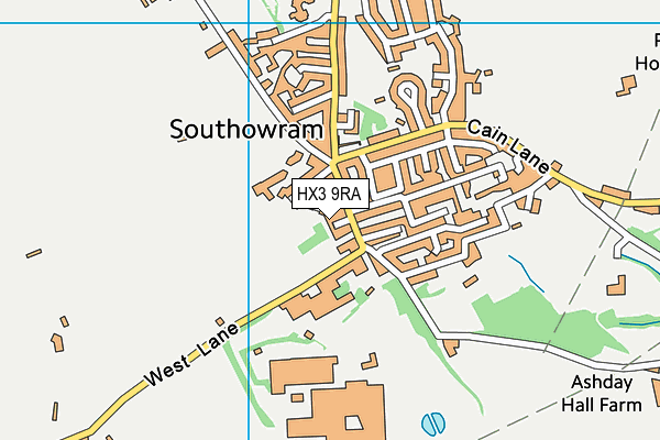 HX3 9RA map - OS VectorMap District (Ordnance Survey)