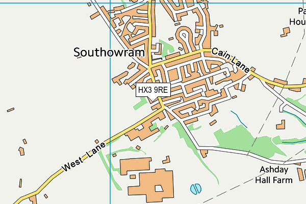 HX3 9RE map - OS VectorMap District (Ordnance Survey)