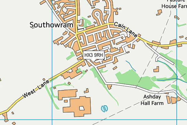 HX3 9RH map - OS VectorMap District (Ordnance Survey)