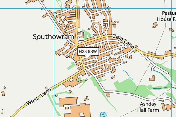 HX3 9SW map - OS VectorMap District (Ordnance Survey)