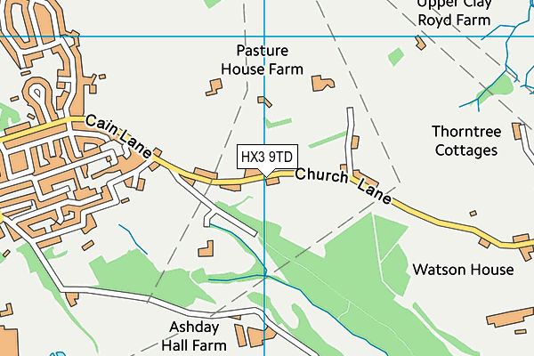 HX3 9TD map - OS VectorMap District (Ordnance Survey)