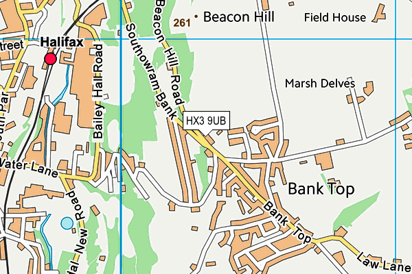 HX3 9UB map - OS VectorMap District (Ordnance Survey)