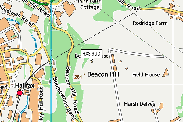 Long Lane map (HX3 9UD) - OS VectorMap District (Ordnance Survey)