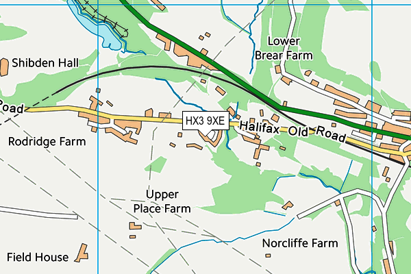 HX3 9XE map - OS VectorMap District (Ordnance Survey)