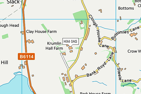 HX4 0AS map - OS VectorMap District (Ordnance Survey)