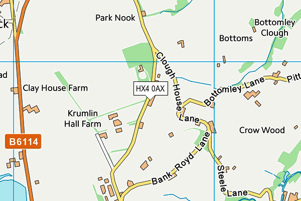 HX4 0AX map - OS VectorMap District (Ordnance Survey)