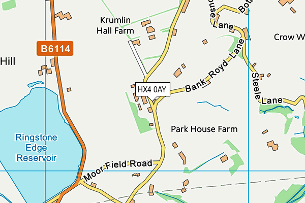 HX4 0AY map - OS VectorMap District (Ordnance Survey)