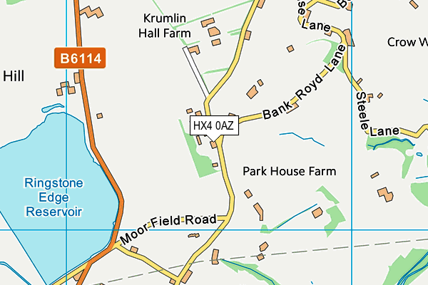 HX4 0AZ map - OS VectorMap District (Ordnance Survey)