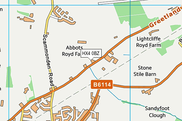 HX4 0BZ map - OS VectorMap District (Ordnance Survey)