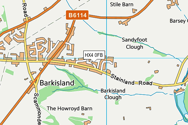 HX4 0FB map - OS VectorMap District (Ordnance Survey)