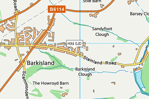 HX4 0JD map - OS VectorMap District (Ordnance Survey)