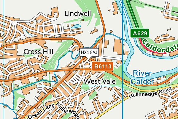 HX4 8AJ map - OS VectorMap District (Ordnance Survey)