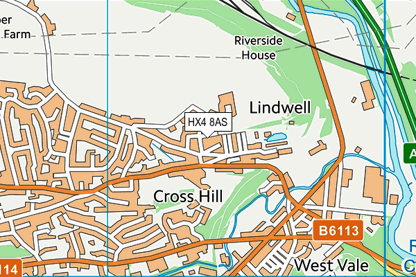 HX4 8AS map - OS VectorMap District (Ordnance Survey)