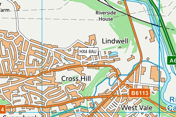 HX4 8AU map - OS VectorMap District (Ordnance Survey)