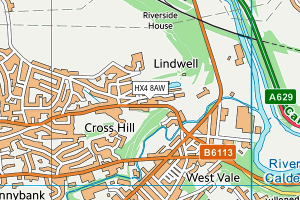 HX4 8AW map - OS VectorMap District (Ordnance Survey)