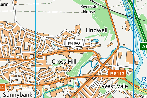 HX4 8AX map - OS VectorMap District (Ordnance Survey)