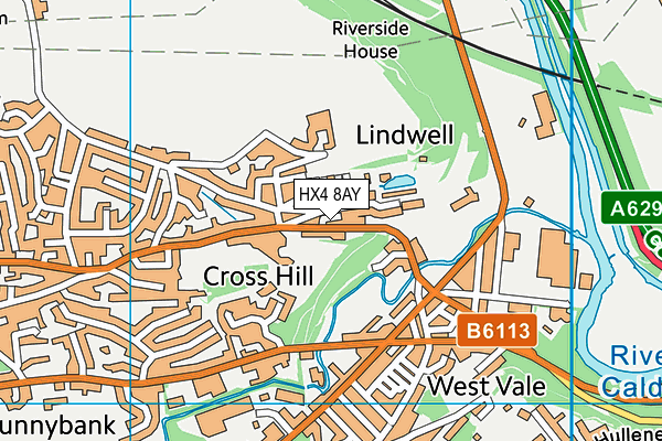 HX4 8AY map - OS VectorMap District (Ordnance Survey)