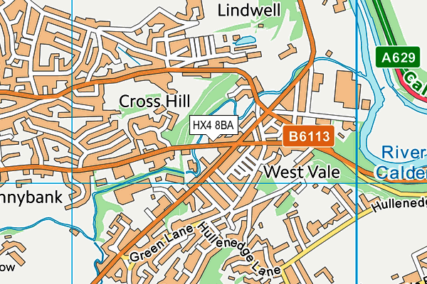 HX4 8BA map - OS VectorMap District (Ordnance Survey)
