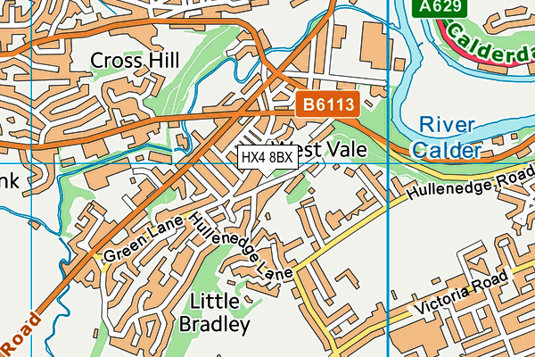 HX4 8BX map - OS VectorMap District (Ordnance Survey)