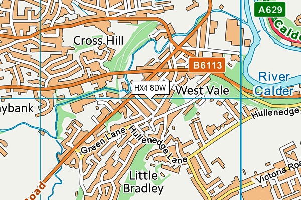 HX4 8DW map - OS VectorMap District (Ordnance Survey)