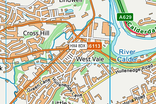 HX4 8DX map - OS VectorMap District (Ordnance Survey)