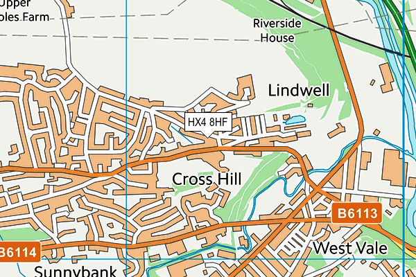 HX4 8HF map - OS VectorMap District (Ordnance Survey)