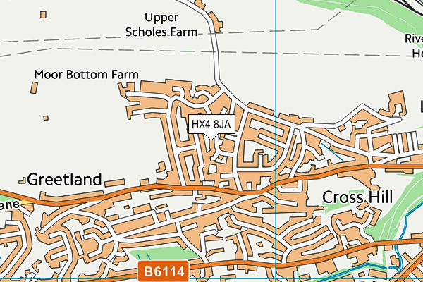 HX4 8JA map - OS VectorMap District (Ordnance Survey)