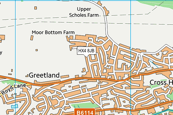HX4 8JB map - OS VectorMap District (Ordnance Survey)