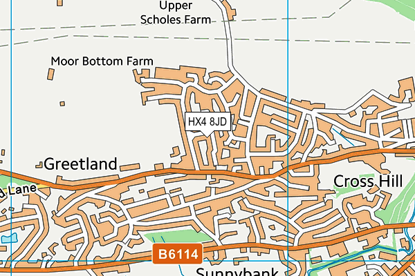 HX4 8JD map - OS VectorMap District (Ordnance Survey)