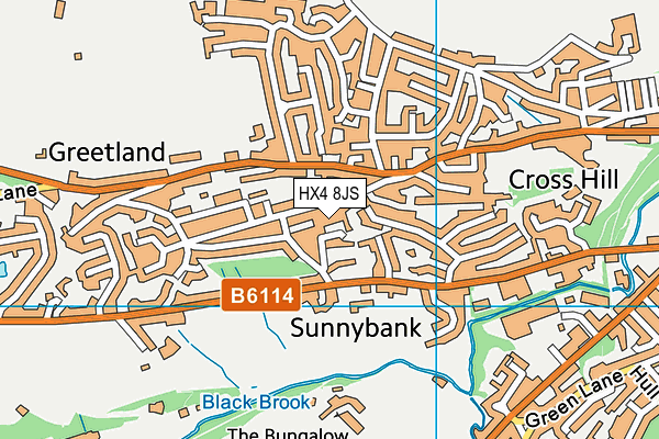 HX4 8JS map - OS VectorMap District (Ordnance Survey)