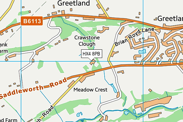 HX4 8PB map - OS VectorMap District (Ordnance Survey)