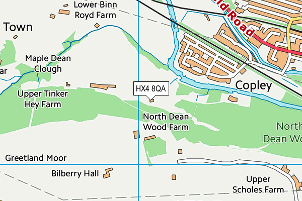 HX4 8QA map - OS VectorMap District (Ordnance Survey)